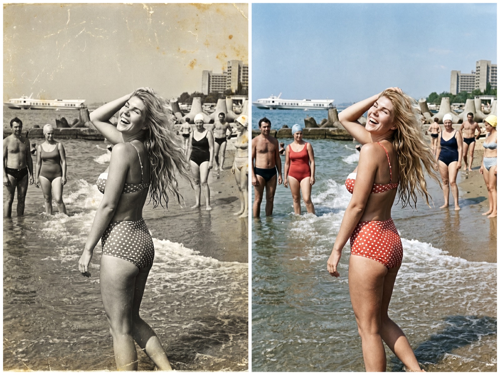 Старая выцветшая фотография — реставрированный кадр